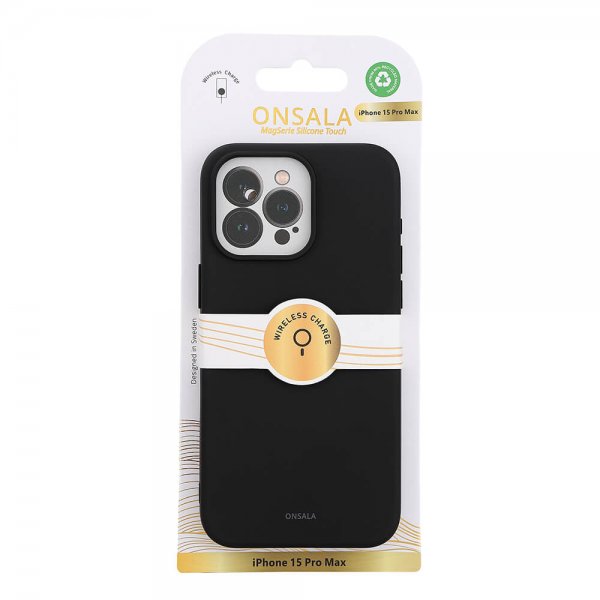Onsala iPhone 15 Pro Max Skal Silikone Touch MagSeries Sort