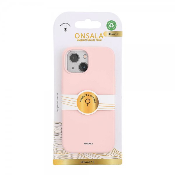 Onsala iPhone 15 Cover Silikone Touch MagSeries Chalk Pink