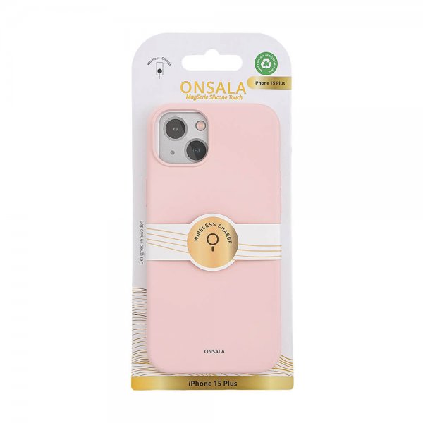 Onsala iPhone 15 Plus Cover Silikone Touch MagSeries Chalk Pink