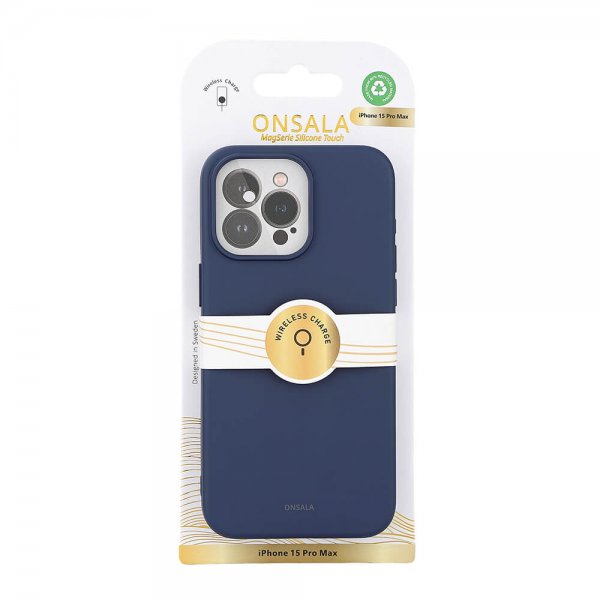Onsala iPhone 15 Pro Max Cover Silicone Touch MagSeries Mørkeblå