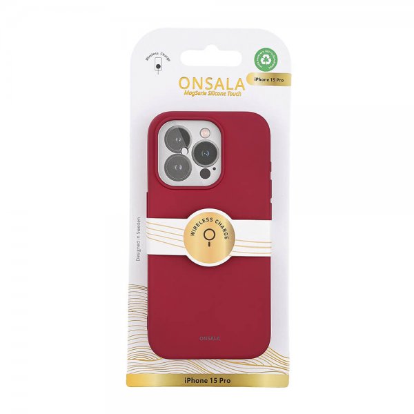 Onsala iPhone 15 Pro Cover Silikone Touch MagSeries Deep Red