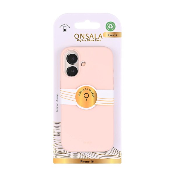 Onsala iPhone 16 Cover Silikonefølelse Chalk Pink