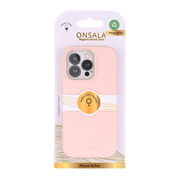 Onsala iPhone 16 Pro Cover Silikonefornemmelse Chalk Pink