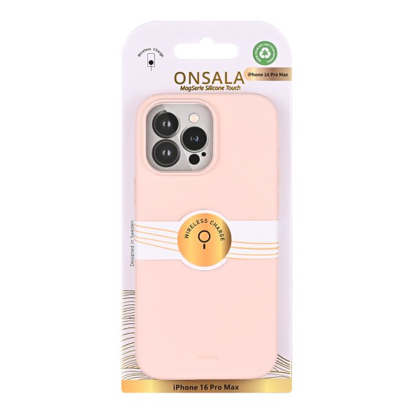 Onsala iPhone 16 Pro Max Cover Silikonefornemmelse Chalk Pink
