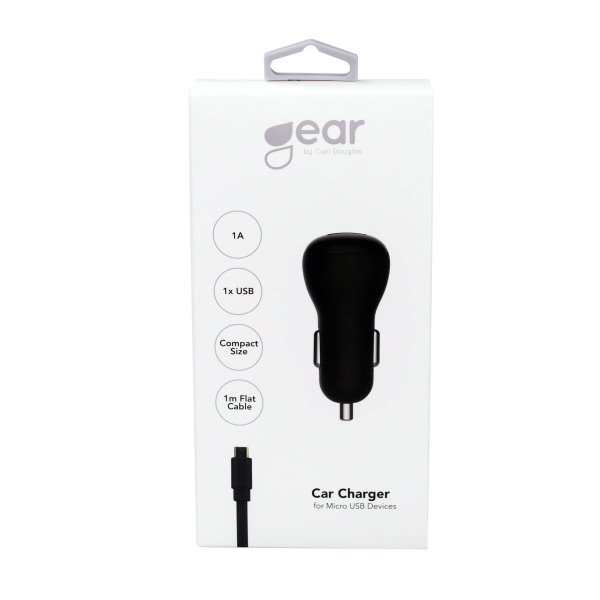 Gear Billader 1xUSB 1A Micro-USB kabel 1m Sort