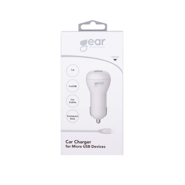 Gear Billader 1xUSB 1A Micro-USB Kabel 1m Hvid