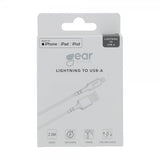 Gear Ladekabel Lightning til USB-A 2m MFI Hvid