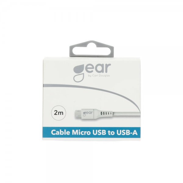 Gear Opladekabel Micro-USB til USB-A 2m Hvid