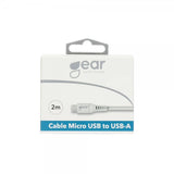 Gear Opladekabel Micro-USB til USB-A 2m Hvid