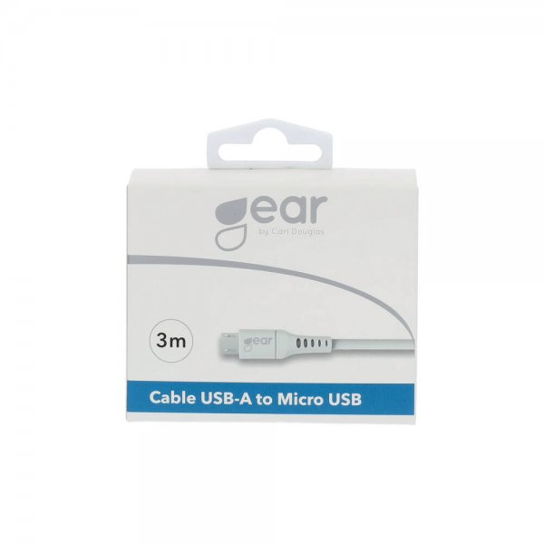 Gear ladekabel Micro-USB til USB-A 3m hvid