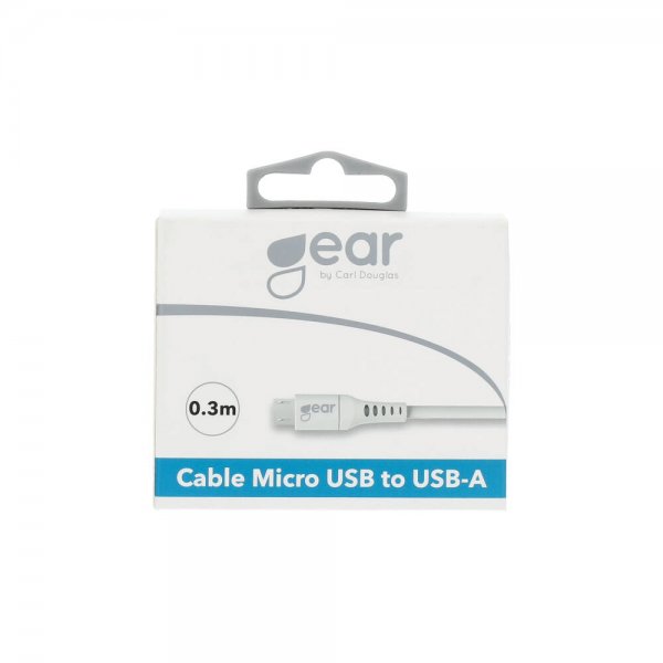 Gear Opladerkabel Micro-USB til USB-A 0.3m Hvid
