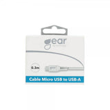 Gear Opladerkabel Micro-USB til USB-A 0.3m Hvid