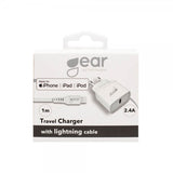 Gear Oplader 1xUSB 2.4A Lightning Kabel 1m MFI Hvid