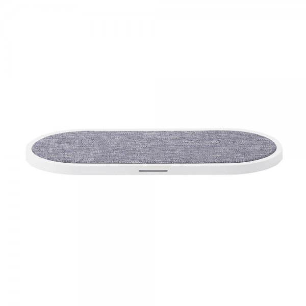 Gear Trådløs Dual QI Oplader 2x10W Hvid Grå Tekstil