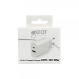 Gear Oplader 1xUSB-C + 1xUSB-A PD/PPS 25W + 18W QC Hvid