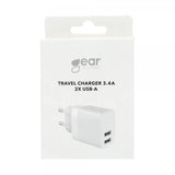 Gear Oplader 2xUSB-A 3.4A Hvid