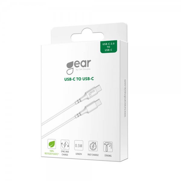 Gear USB-C til USB-C kabel 0,5m Hvid