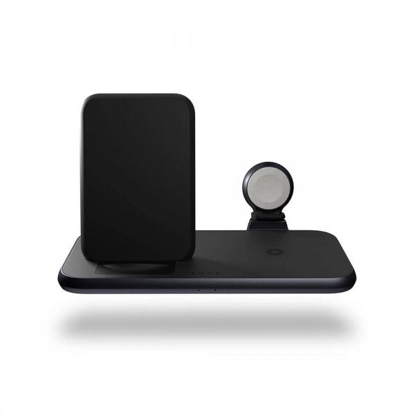 Zens 4 i 1 Stand+Watch trådløs oplader Aluminium Sort