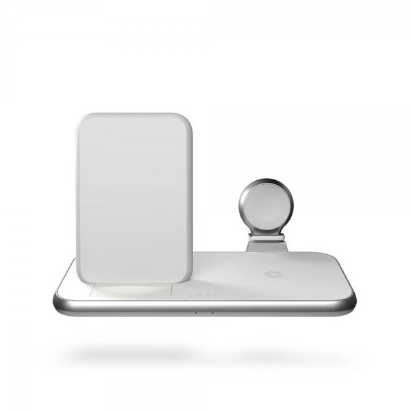 Zens 4 i 1 Stand+Watch trådløs oplader Aluminium Hvid