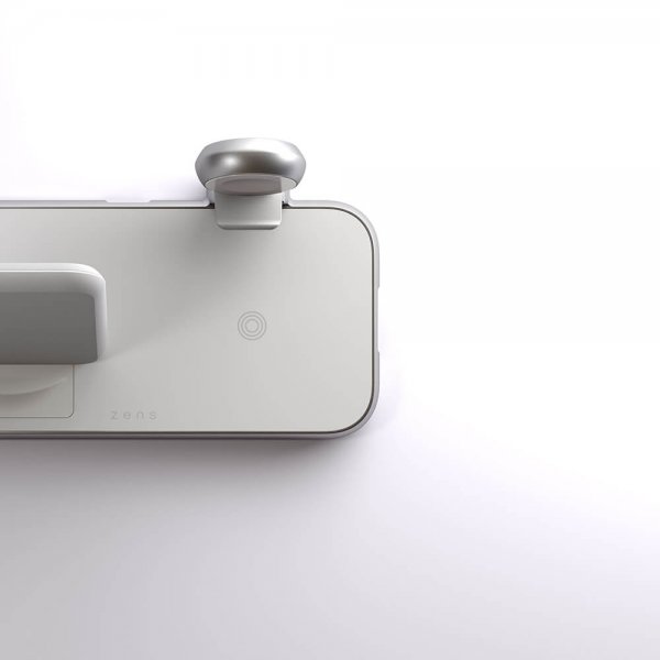 Zens 4 i 1 Stand+Watch trådløs oplader Aluminium Hvid