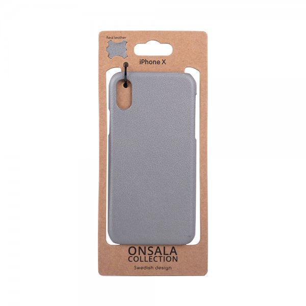 Onsala iPhone X/Xs Cover Ægte Læder Grå