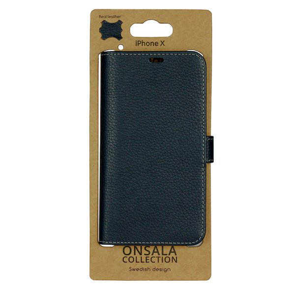 Onsala iPhone X/Xs Cover Ægte Læder Blå