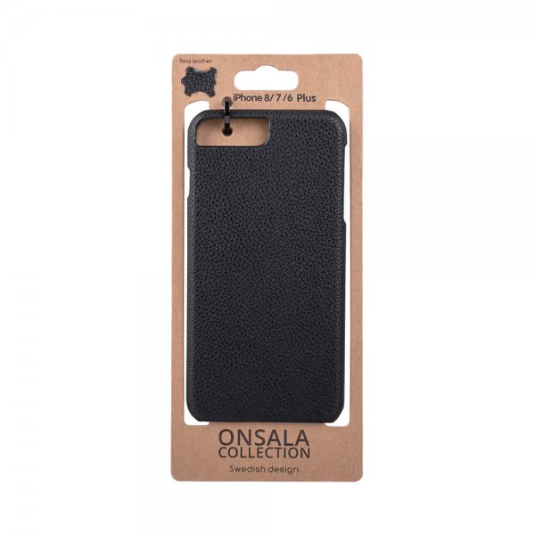 Onsala iPhone 6/6S Plus/iPhone 7 Plus/iPhone 8 Plus Cover Ægte Læder Sort