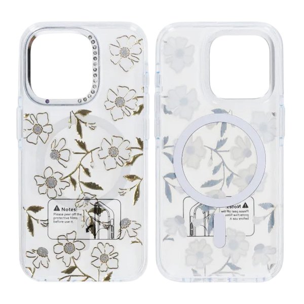 iPhone 15 Pro Cover Mønster MagSafe Blomstergrene
