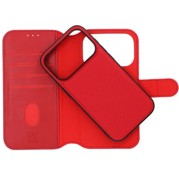 Rvelon iPhone 17 Pro Etui 4 Kortlommer Aftageligt Cover Rød
