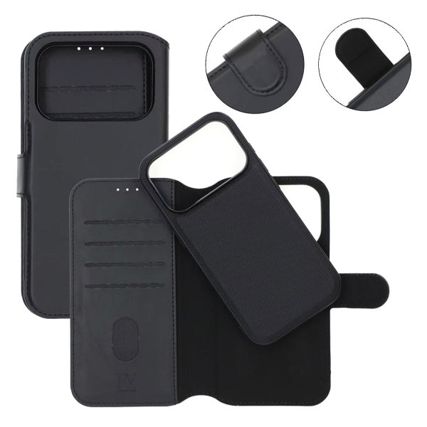 Rvelon iPhone 17 Pro Max Cover 4 Kortrum Aftagelig Skal Sort