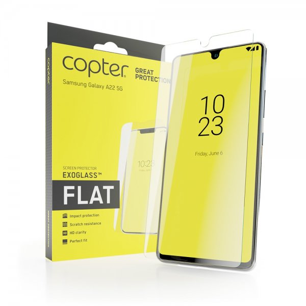 Copter Samsung Galaxy A22 5G Skærmbeskyttelse Exoglass Flat