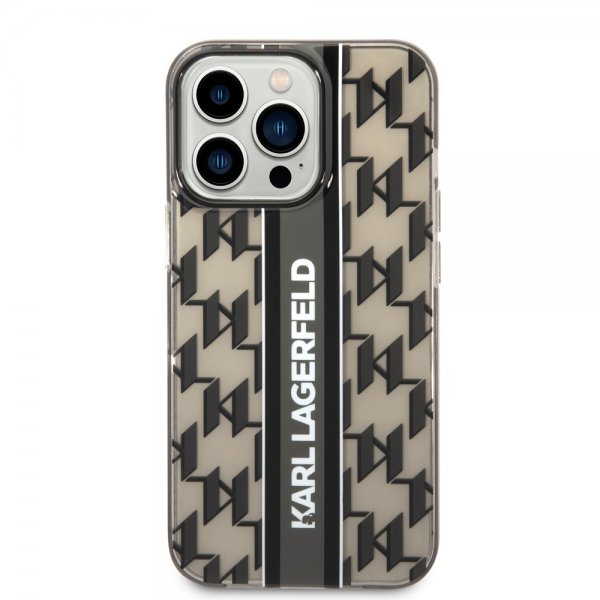Karl Lagerfeld iPhone 14 Pro Cover Monogram Vertical Stripe Sort