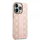 Karl Lagerfeld iPhone 14 Pro Cover Monogram Vertical Stripe Rosa