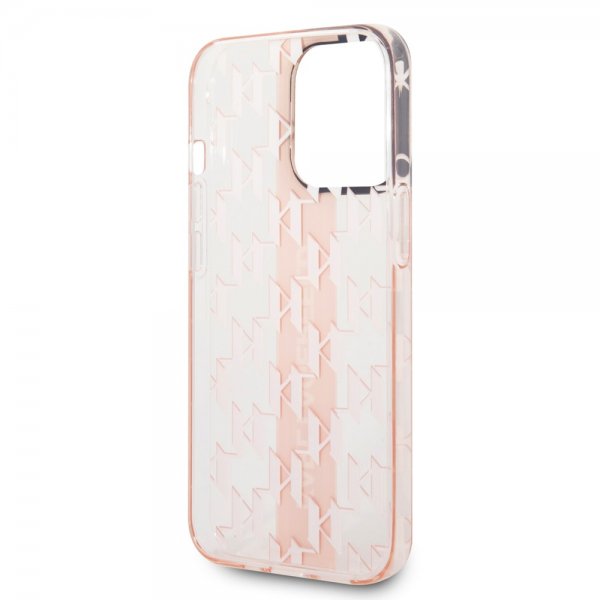 Karl Lagerfeld iPhone 14 Pro Cover Monogram Vertical Stripe Rosa
