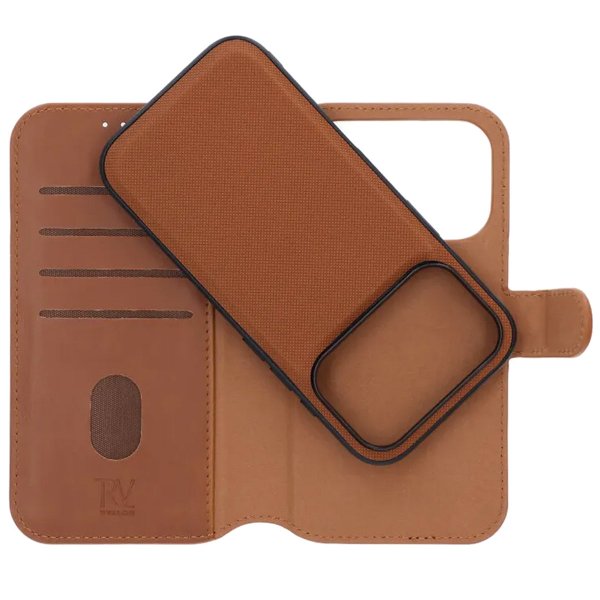 Rvelon iPhone 17 Pro Etui 4 Kortlommer Aftageligt Cover Brun