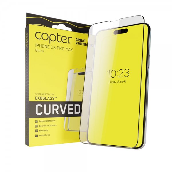 Copter iPhone 15 Pro Max Skærmbeskytter Exoglass Curved