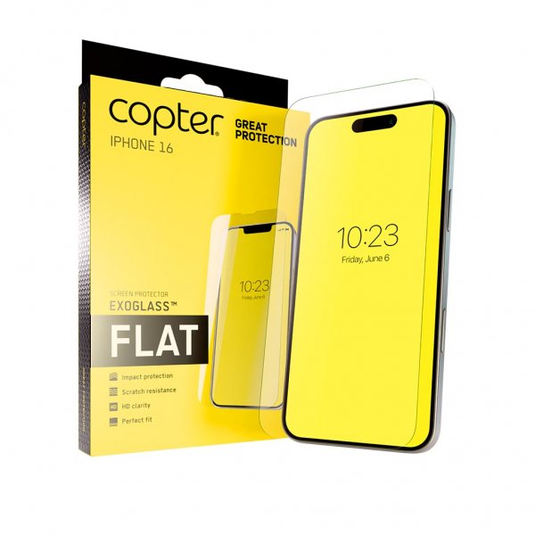 Copter iPhone 16 Skærmbeskyttelse Exoglass Flat