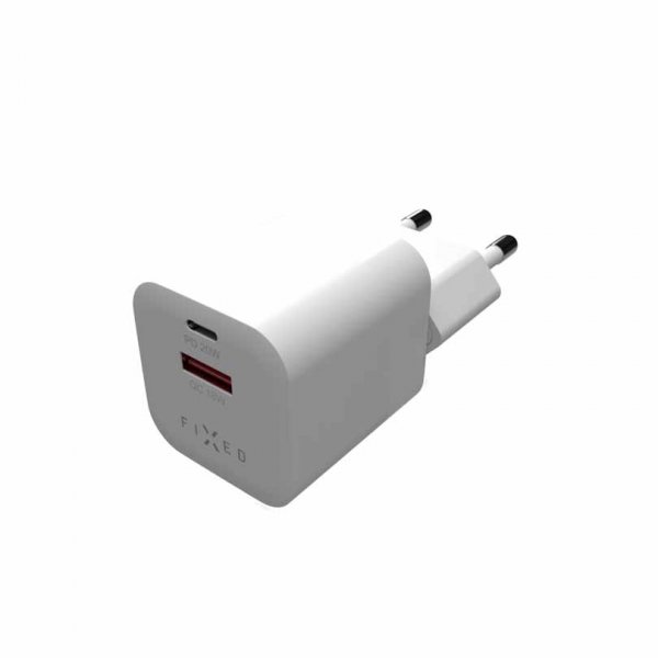 Fixed Laddare Mini PD Travel Charger USB-C & USB-A 20W Hvid