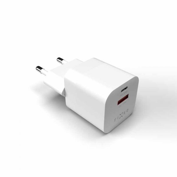 Fixed Laddare Mini PD Travel Charger USB-C & USB-A 20W Hvid