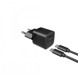 Fixed Oplader med Kabel Mini PD Travel Charger Kit USB-C/USB-C 20W Sort