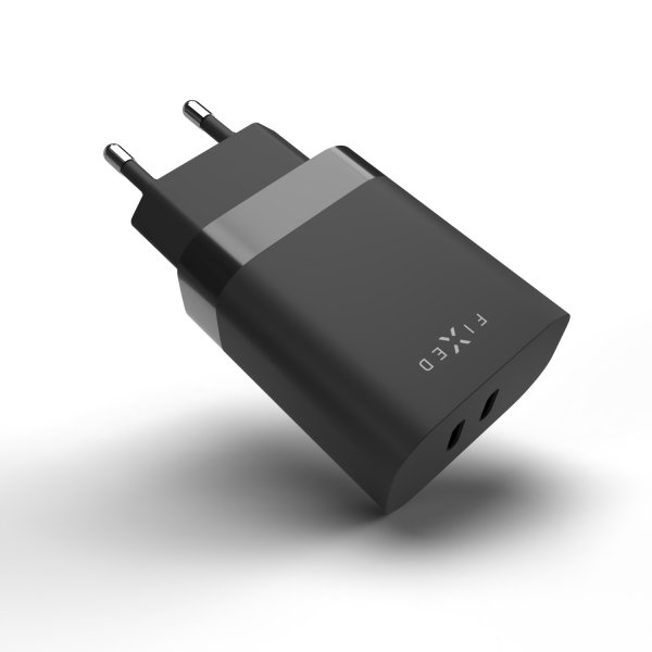 Fixed Oplader PD Rejseoplader 2xUSB-C 35W Sort