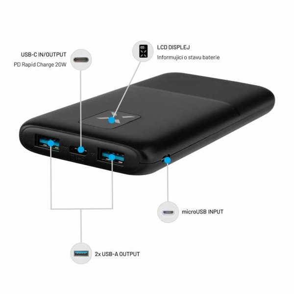 Fixed Powerbank Zen 10 20W 10 000 mAh USB-C 2xUSB-A Sort