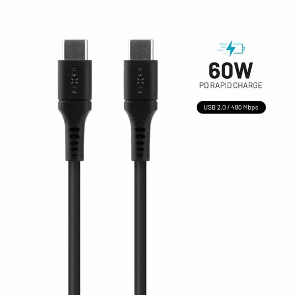 Fixed Kabel Flydende Silikone USB-C/USB-C 2m Sort