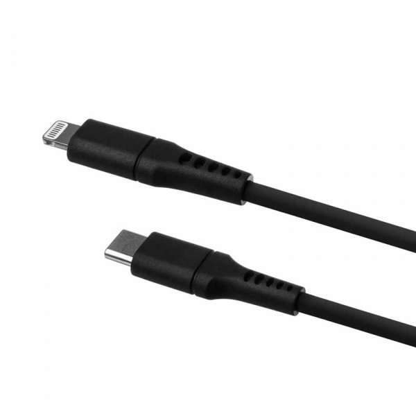 Fixed Kabel Liquid Silicone USB-C/Lightning 0.5 m Sort