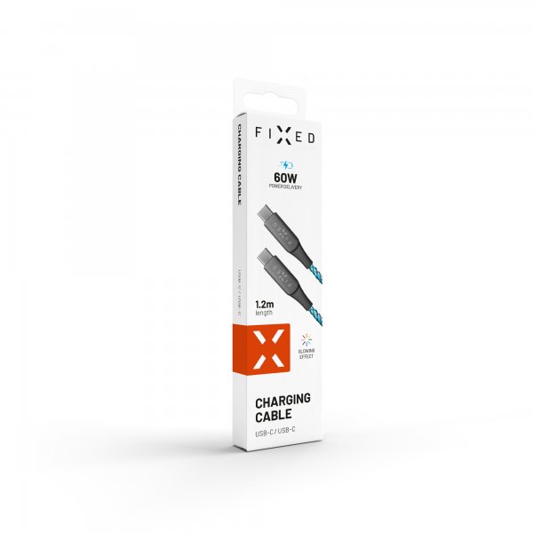 Fast kabel Lysende RGB LED USB-C til USB-C 1.2m