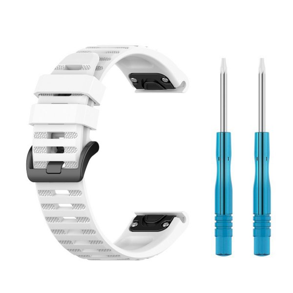 Fastgjort Garmin QuickFit 22mm Armbånd Silikonrem Hvid