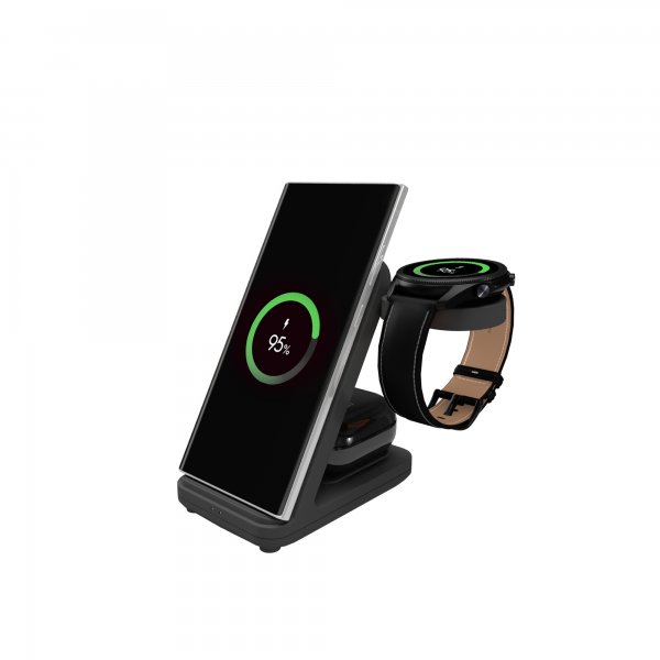 Fixed Trådløs Oplader Powerstation til Samsung 3i1 15W Sort