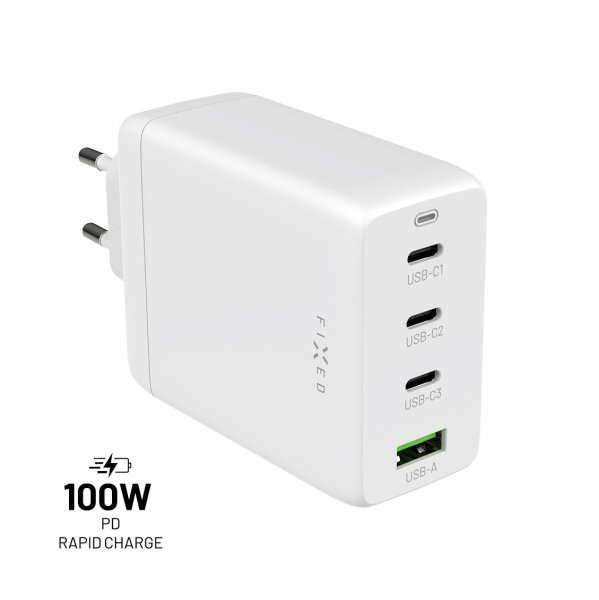 Fixed Oplader GaN100 3xUSB-C & 1xUSB-A