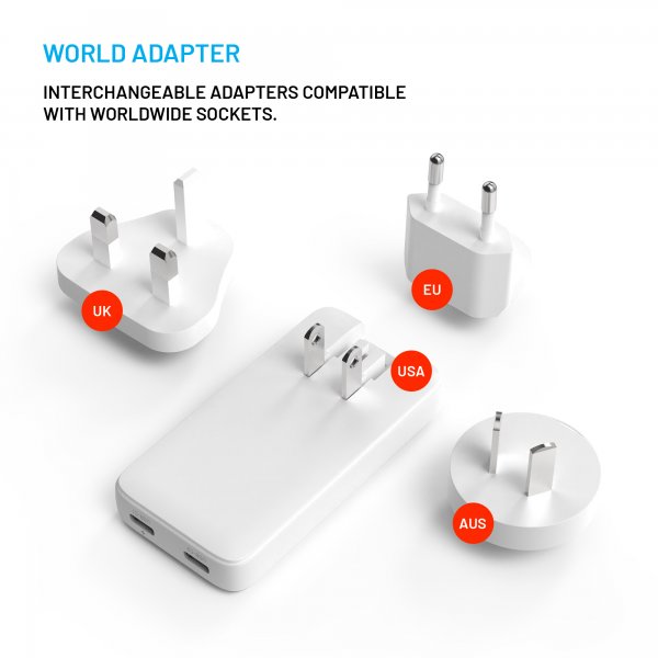 Fast Oplader Slim Traveller 2xUSB-C 45W