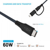 Fixed Kabel 2i1 USB-C/Lightning 60W 3m Sort